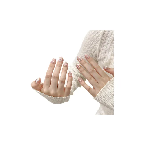 Yun Yue Joe HAND DRAWN 3D-эффект Тисненый Персик False Nail Короткий LADDER Фиолетовый Однотонный Стиль Instagram