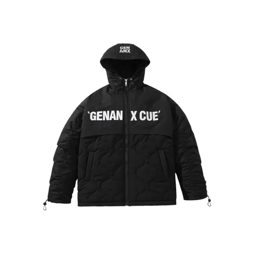 GENANX Хлопковый пуховик унисекс черного цвета