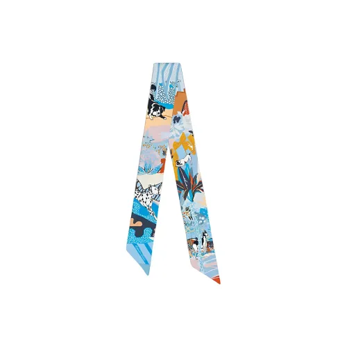 HERMES Twilly Шелковые Шарфы Женские Синий