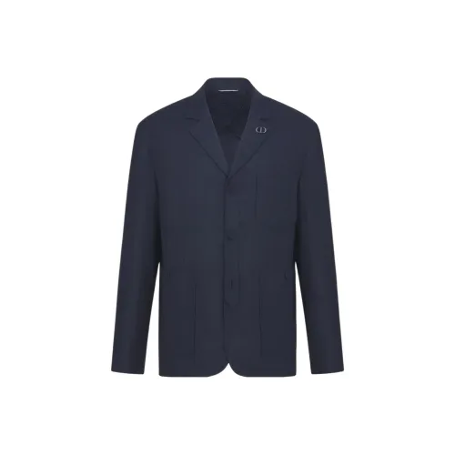 DIOR SS24 Бизнес Костюм Пальто Мужской Синий