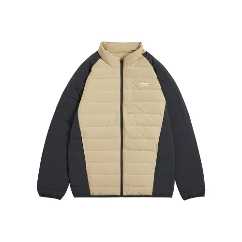 Пуховик с подкладкой унисекс средний хаки угольно-черный