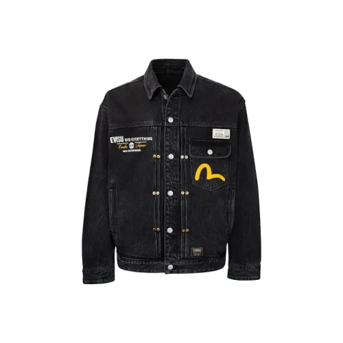 EVISU Черные Мужские Джинсовые Куртки