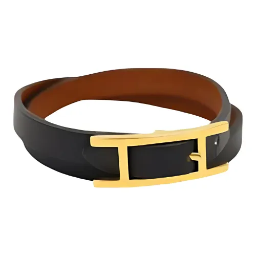 HERMES Гальванизированный Кожаные ремни Женские Черный