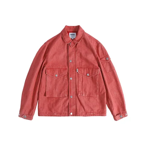 Prth Promethean Loose Fit Denim Jacket Men's Red
