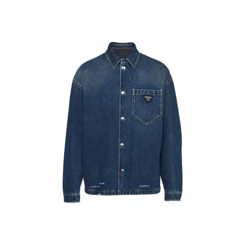 PRADA Blue Men's Denim Jackets PRADA Синий Мужские Джинсовые Куртки
