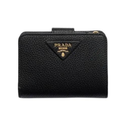 PRADA Vitello Dino Кошелек из коровьей кожи Женские Черный