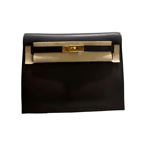 HERMES Kelly Danse Volupto Кожа Клатч Женские 89 Черный