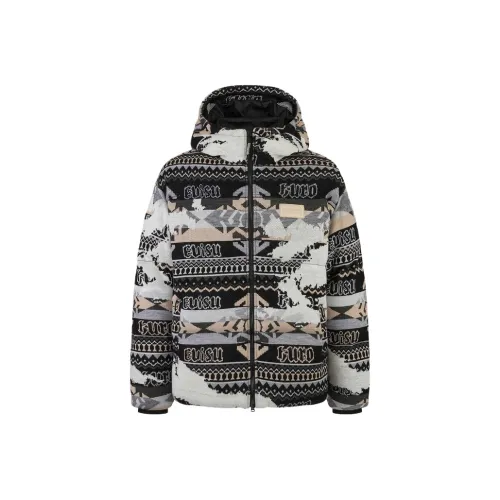 EVISU Черный с принтом, мужские пуховики