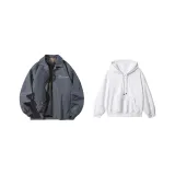 Синий Серый Пальто + Белый Свитшот