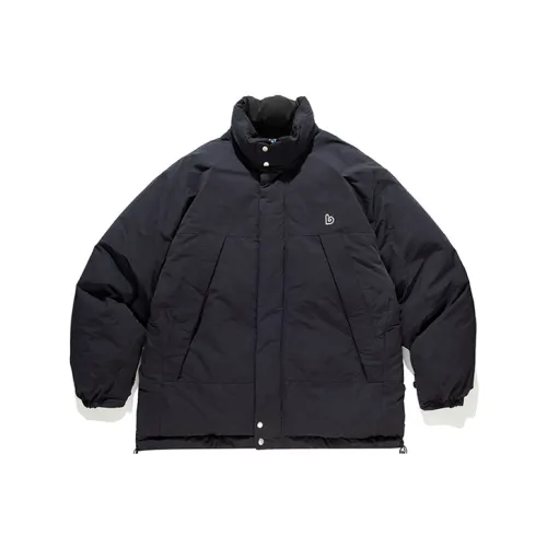 BENT IDEA Однотонный Воротник-стойка Свободный крой Утолщенный Пуховик Унисекс