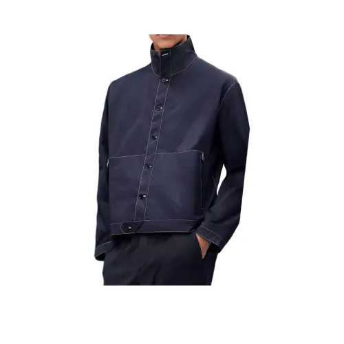 HERMES SS25 Куртки и Пальто Мужской Морской Синий