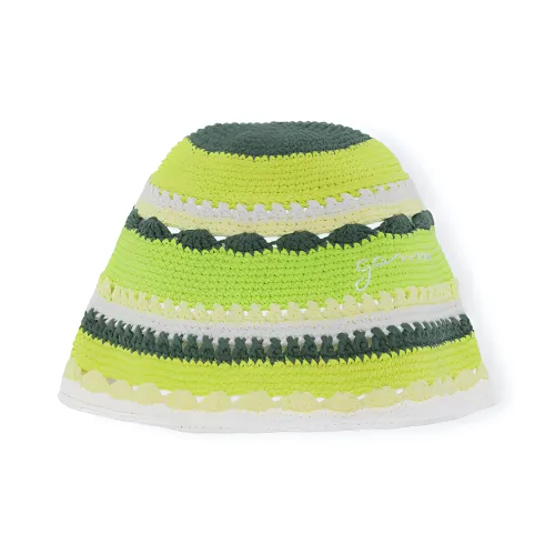 GANNI Cotton Bucket Hats Унисекс Зеленый