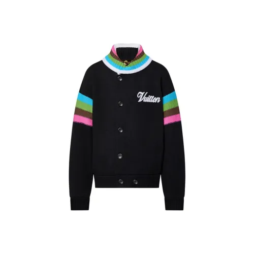 LOUIS VUITTON x Tyler Вышитый Вязаный Модель Шерсть Длинный Рукав Куртка Куртки Пальто Мужской Черный