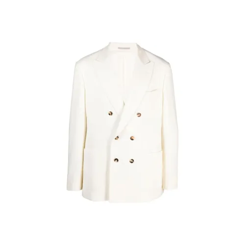 BRUNELLO CUCINELLI Бизнес-костюм Пальто Мужской Айвори