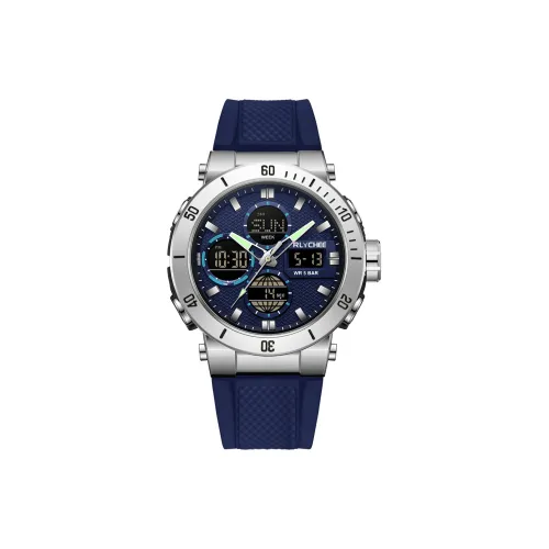 Rlychee Электронный + Кварцевый механизм TPU Ремешок Часы Мужские Черный циферблат