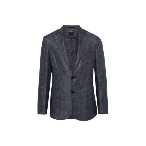 Zegna SS24 Бизнес Костюм Пальто Мужской Морской Синий