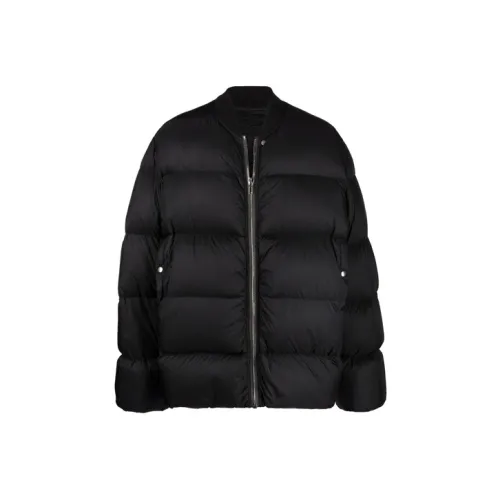 RICK OWENS совместный бренд RO FW21 Однотонный Воротник-стойка Свободный крой Пуховая куртка Мужская Черная