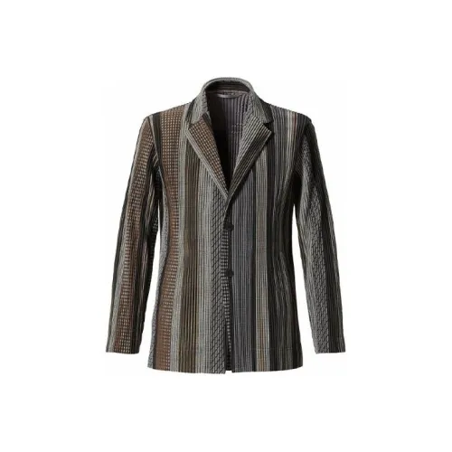 Homme Plissé Issey Miyake Бизнес-костюм Пальто Мужской Коричневый