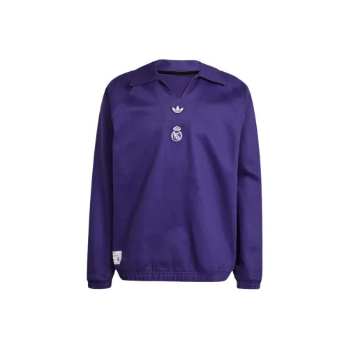 Adidas Originals SS25 Real Madrid Terrace Icons Drill Топ Толстовка Мужской Фиолетовый
