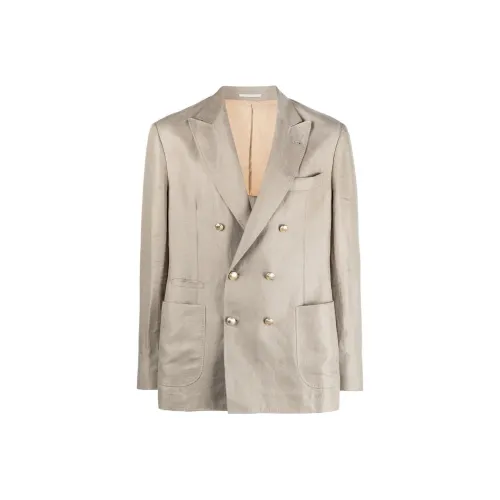 BRUNELLO CUCINELLI Light Green Men's Business Suits BRUNELLO CUCINELLI Светло-зеленые мужские деловые костюмы