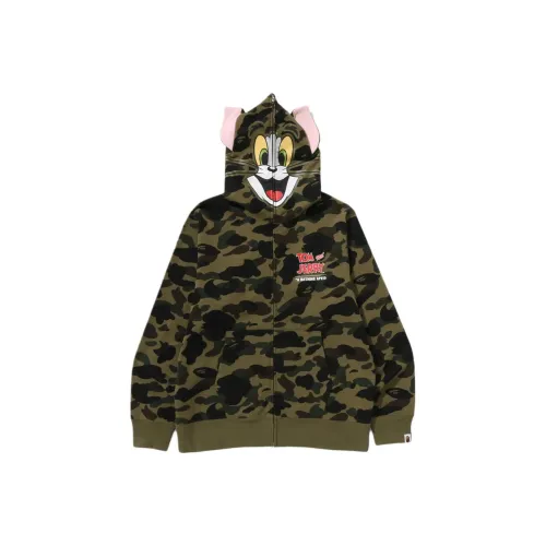 A BATHING APE Том и Джерри Co Branded Модель SS25 Свитшот Унисекс Зеленый