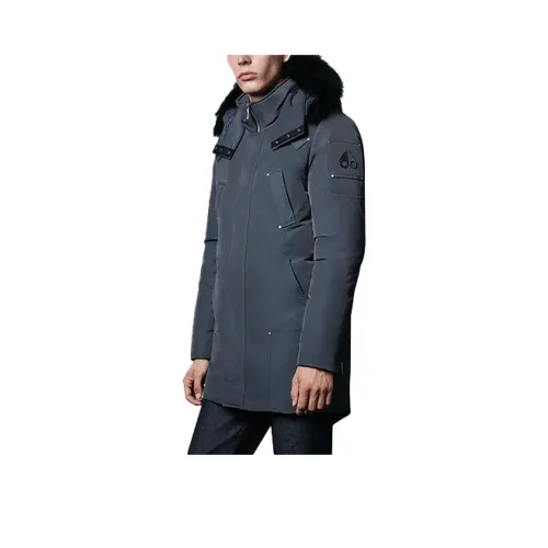 Moose Knuckles FW21 Однотонный С капюшоном MID Длина Пуховик Мужской Asphalt