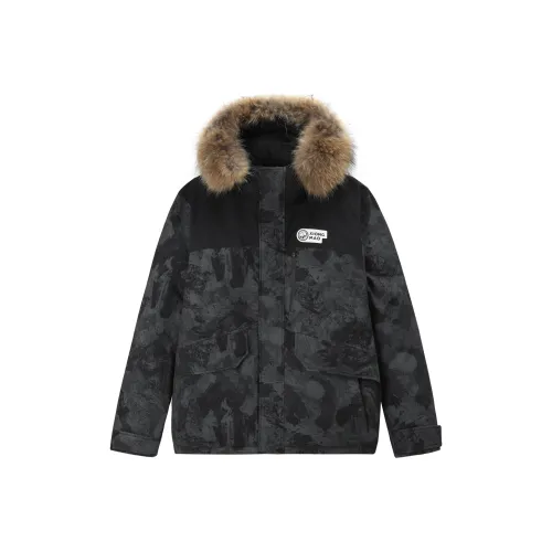 Панда Термический Водонепроницаемый Ветрозащитный Ветровка Мужской Призрачный Черный