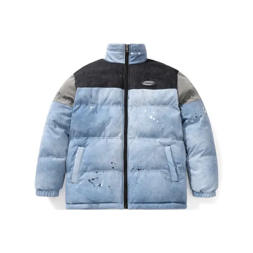 BT Letter Colorblock Воротник-стойка Loose Fit Пуховая куртка Unisex Blue