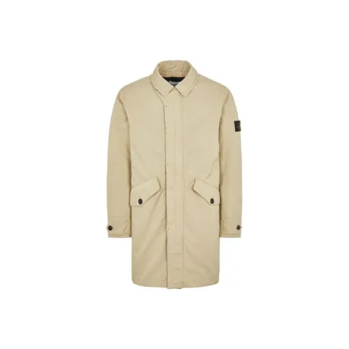 STONE ISLAND Однотонный Отложной воротник MID Длина Пуховая куртка Мужская Умбра