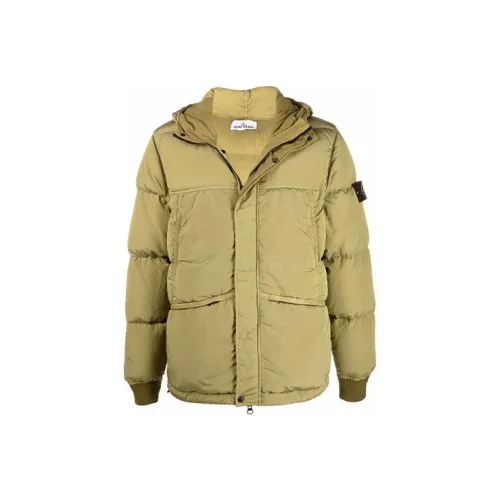STONE ISLAND FW21 Однотонный с капюшоном пуховик мужской коричневый