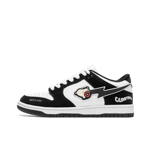 SNOOPY S.Dunk Черный Белый Lightning Shoes Покрытие Устойчивое к истиранию Легкий Противоскользящий Низкий Топ