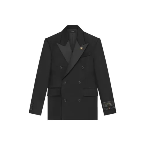 AMIRI Двойной Breast Tuxedo Куртка Бизнес Костюм Мужской Черный