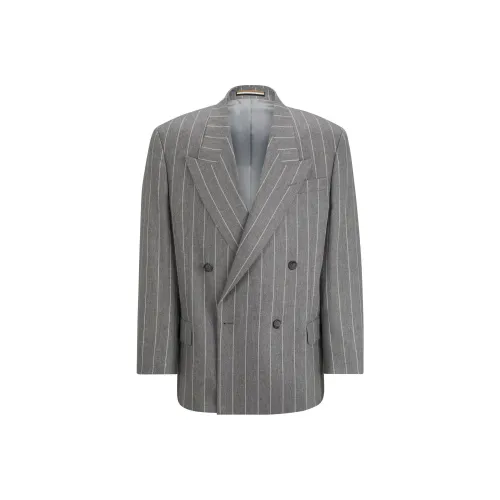 Hugo Boss Relaxed Fit All Gender Куртка из новой шерсти и кашемира Бизнес Костюм Пальто Мужской Серый