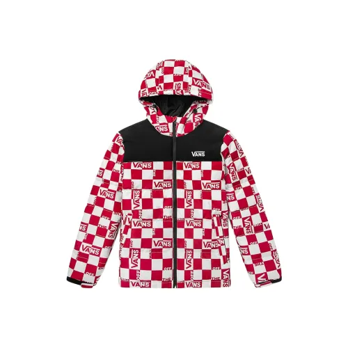 VANS Красный Белый Клетка Мужской Пуховик
