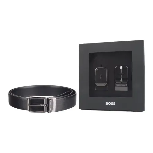 BOSS Кожаные ремни Мужской Черный Ширина 3,5CM