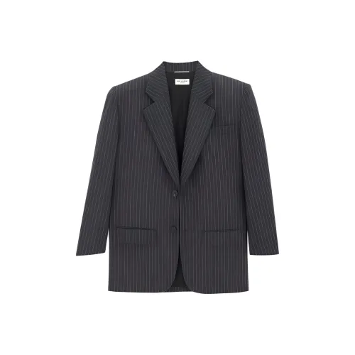 SAINT LAURENT OVERSIZED Куртка Rive Gauche Полосатый Фланель Блейзер Мужской Серый