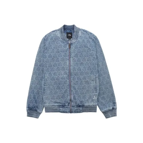 LI NING 1990 Soft Gray Blue Men's Jackets LI NING 1990 Мягкий Серый Синий Мужские Куртки