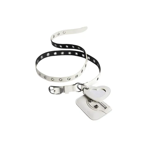 Balenciaga Le Cagole CHARMS Сердце Ярлык Украшение Шпилька Телячья кожа Кожаные ремни Женские Белые Ширина 2,3 см