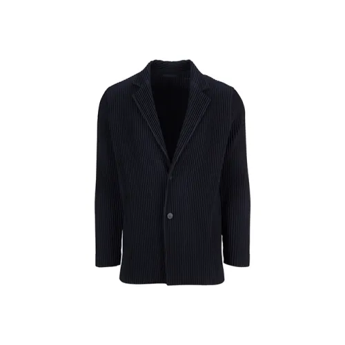 Homme Plissé Issey Miyake Бизнес-костюм Пальто Мужской Темно-синий