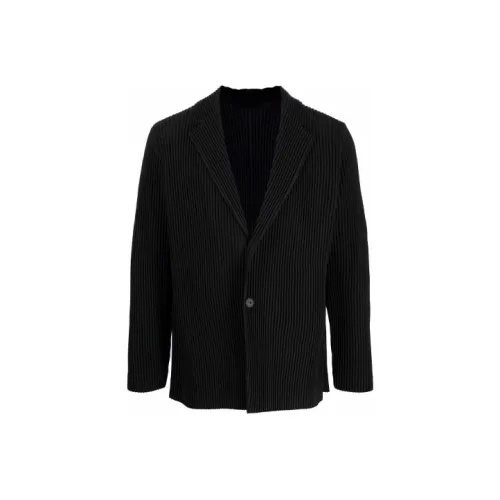 Homme Plissé Issey Miyake FW21 Бизнес-костюм Пальто Мужской Черный
