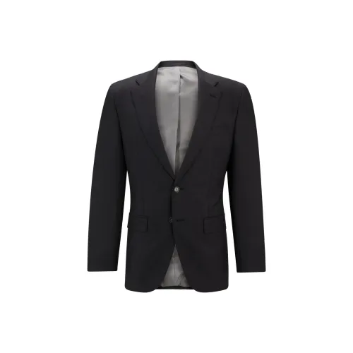 Hugo Boss Slim Fit Куртка из новой шерсти с эластичным бизнес-костюмом для мужчин серого цвета