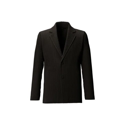 Homme Plissé Issey Miyake Бизнес-костюм Пальто Мужской Угольный Коричневый