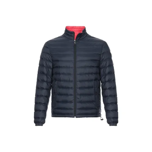 HUGO BOSS Однотонный Воротник-стойка Пуховик Мужской Темно-синий