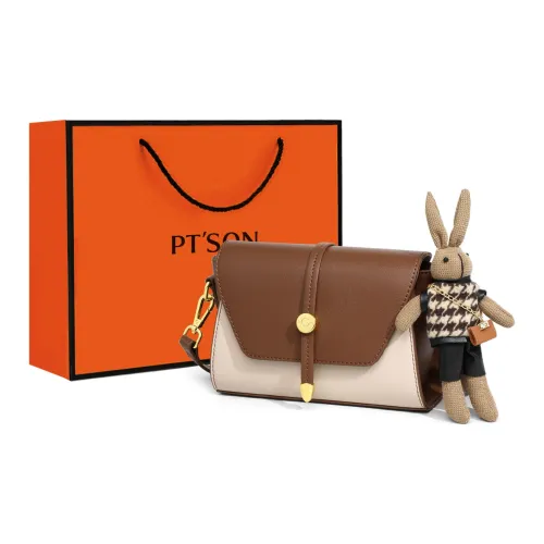 PT'SON Сумка через плечо из коровьей кожи маленькая квадратная сумка стандартная женская кофейного цвета