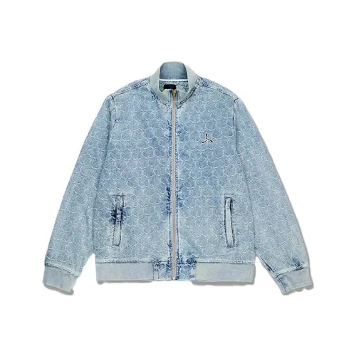 LI NING 1990 Soft Gray Blue Men's Denim Jackets LI NING 1990 Мягкий Серый Синий Мужские Джинсовые Куртки