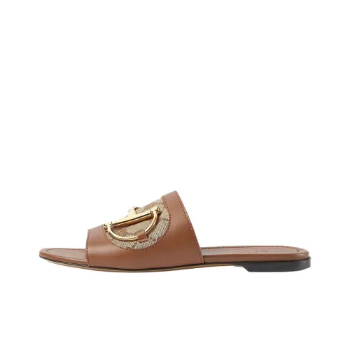 GUCCI Шлепанцы с пряжкой Horsebit женские коричневые