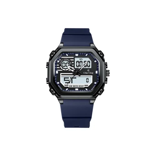 Clip Clop Маленький Квадратный Таблиец Кварцевый Механизм Силиконовый Ремешок Часы Мужские Черный Циферблат