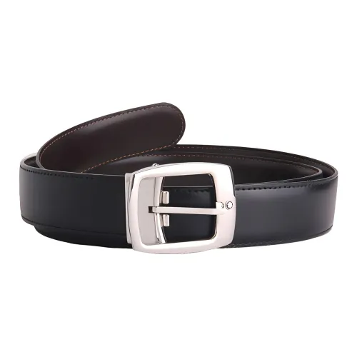 MONTBLANC Ремни из коровьей кожи Мужской Серебряный Черный Ширина 3 см