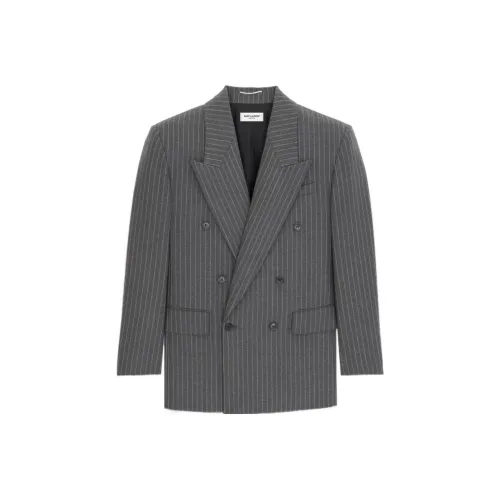 SAINT LAURENT SS24 Бизнес-костюм Пальто Мужской Угольный Серый