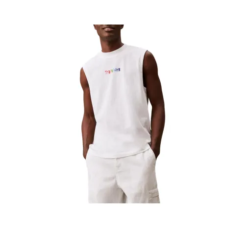 CALVIN KLEIN T-Shirt Европейская версия Мужской Bright White